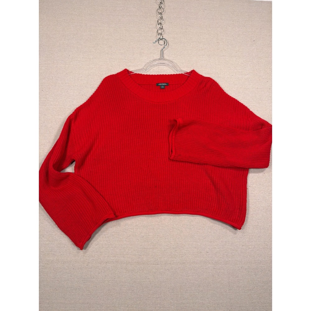 Wild Fable Red Cropped Shaker Stitch Knit Crewneck Sweater XXL